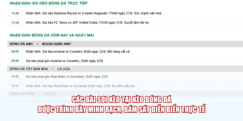 Các bài soi kèo tại Kèo Bóng Đá được trình bày minh bạch, bám sát diễn biến thực tế