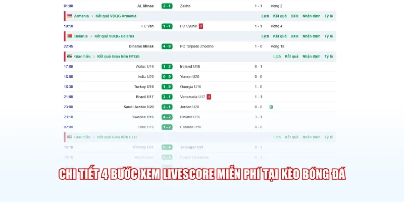 Chi tiết 4 bước xem Livescore miễn phí tại Kèo Bóng Đá