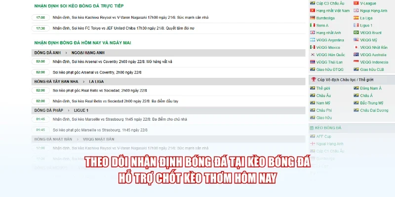 Theo dõi nhận định bóng đá tại Kèo Bóng Đá hỗ trợ chốt kèo thơm hôm nay